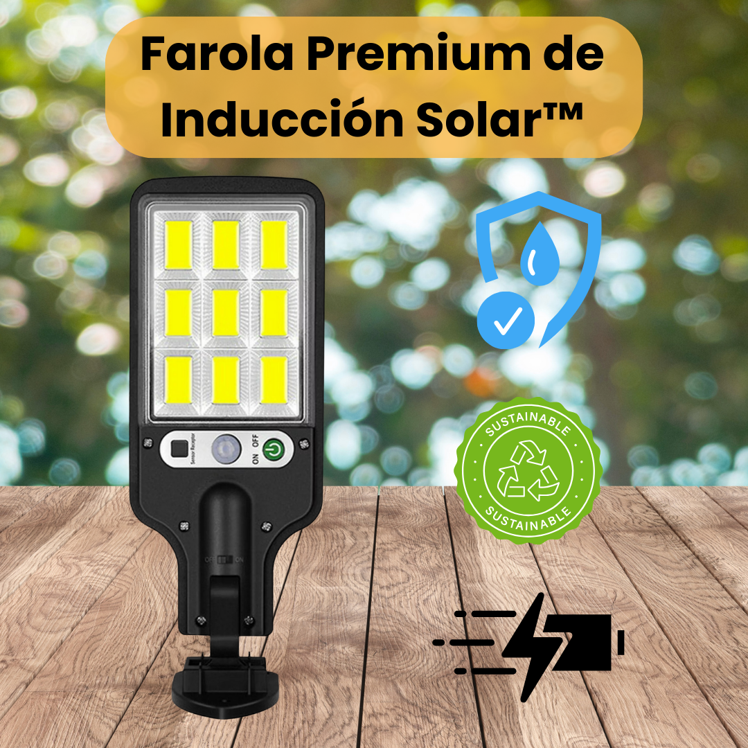 Farola Premium de Inducción Solar™ Con bateria Solar